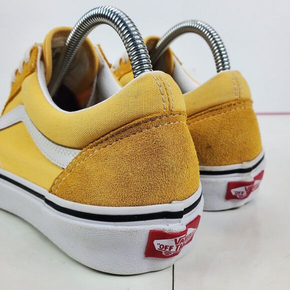 VANS Shoes Mens Size 7.5 Yellow White Suede Old Skool Skateboarding Sneaker - Picture 9 of 13